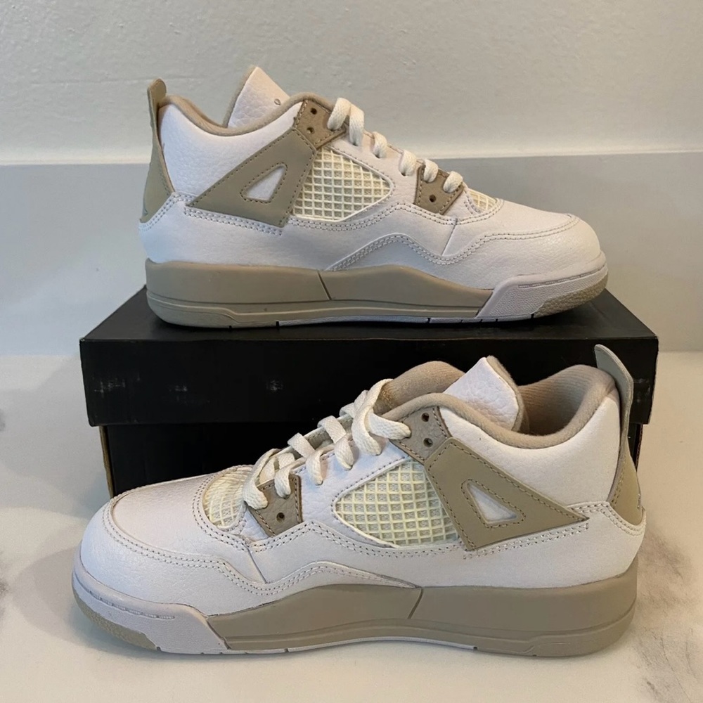 NIKE AIR JORDAN 4 RETRO PS IV 4 Linen SAND White 487725 118 1Y UK 13.5 EUR 32 - Picture 1 of 10